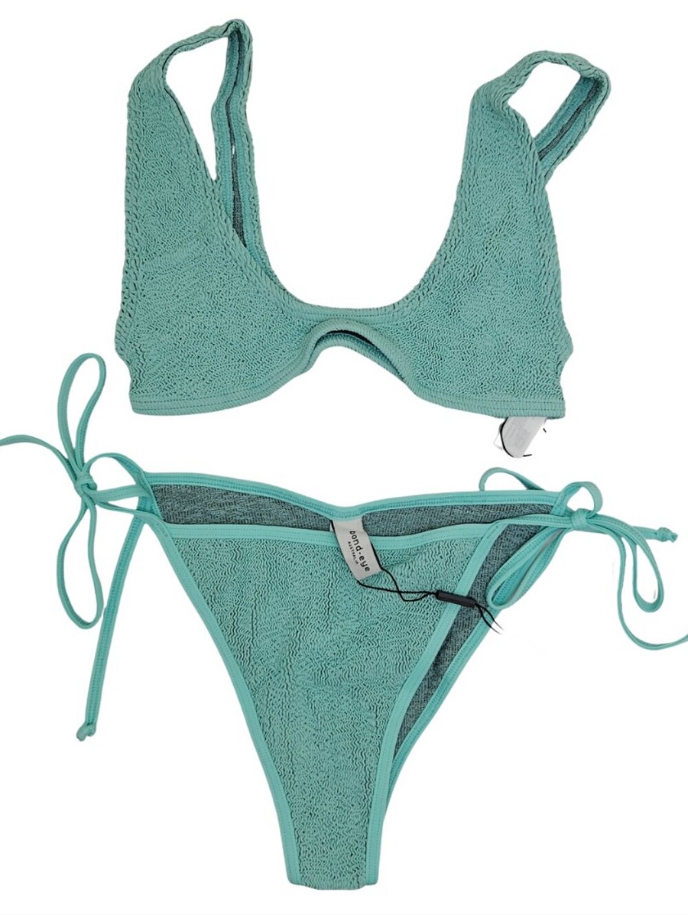BOND-EYE Bikini Set Swimsuit Jelly Blue Green ONE SIZE Pool Resort Vacation NWT